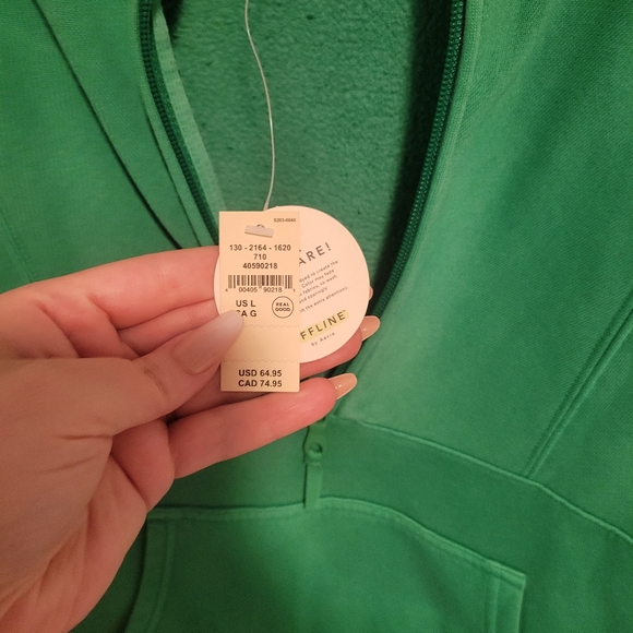 AERIE kelly green quarter zip sweatshirt size large NEW - Picture 3 of 5